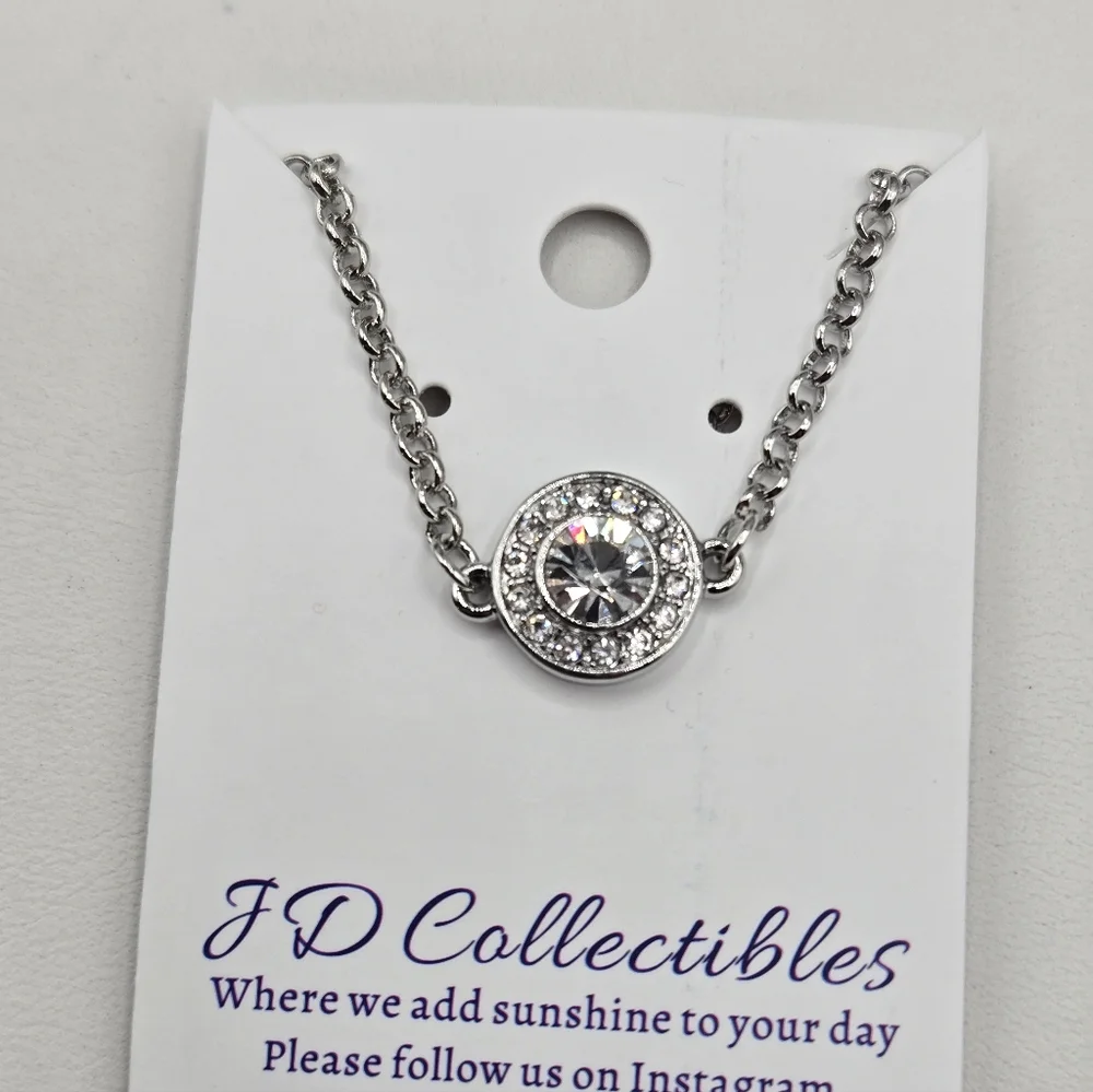 Swarovski Crystal Elements Silver Chain Bracelet 6 - 7.5 inch Halo Design